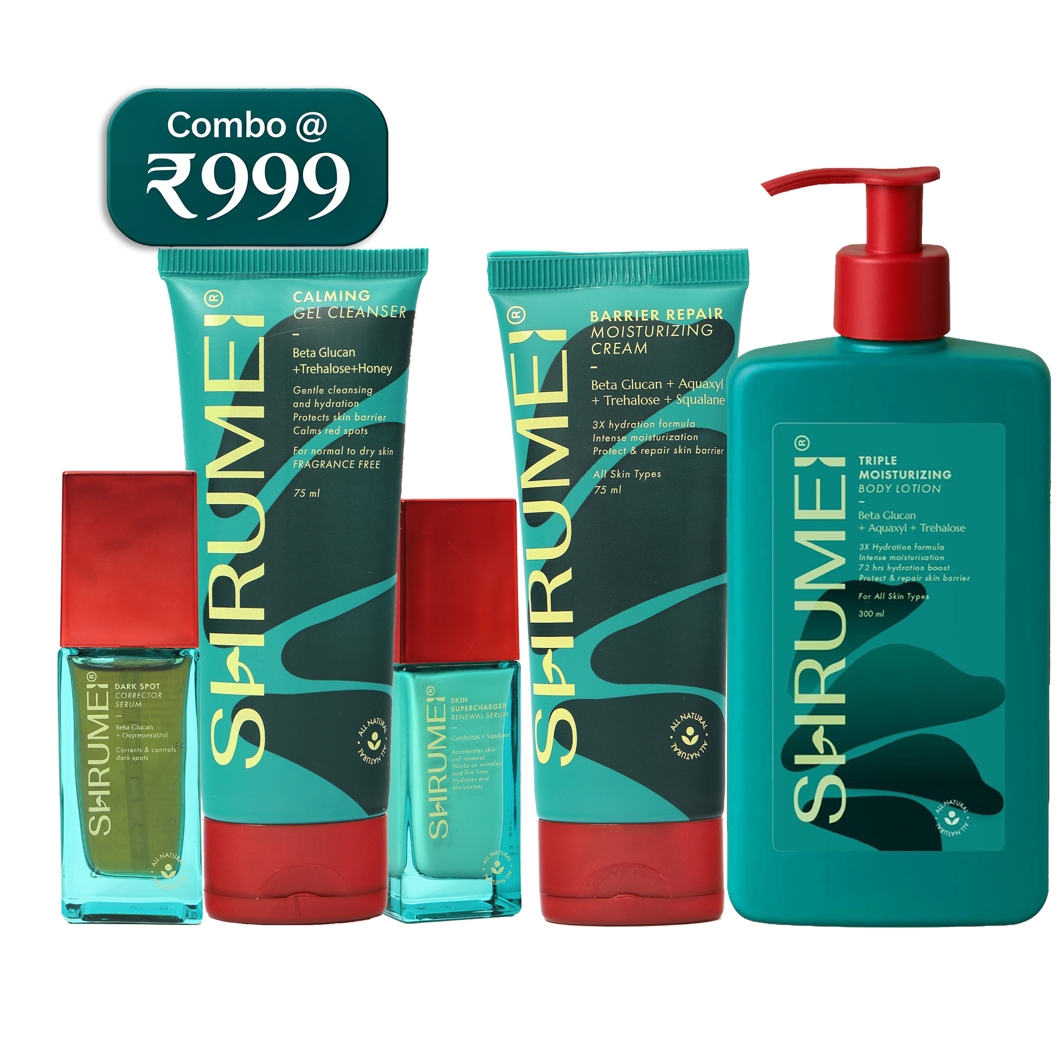 SHRUMEI Complete Skin Renewal & Hydration Combo of  5 - Step Advanced Skincare Routine | Anti-Aging, Brightening & Barrier Repair Kit